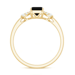 2 CT Octagon Cut Created Black Diamond and Diamond Solitaire Engagement Ring