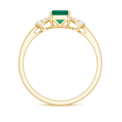 Designer Lab Grown Emerald Cut Emerald Engagement Ring with Bow Diamond