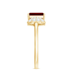 Certified 2.2 Carat Lab Grown Ruby Emerald Cut Engagement Ring with Diamond