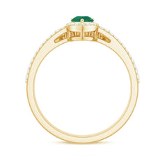 Natural Emerald Diamond Pear Shaped Engagement Wedding Ring Set of 2