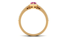 Pink tourmaline Designer Teardrop Ring Set with Moissanite Halo