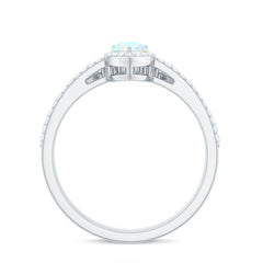Certified Natural Ethiopian Opal Teardrop Wedding Engagement Ring Set of 2