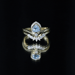 Real Swiss Blue Topaz Designer Engagement Ring With Enhancer