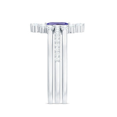 Marquise Cut Tanzanite Solitaire Ring Set with Diamond