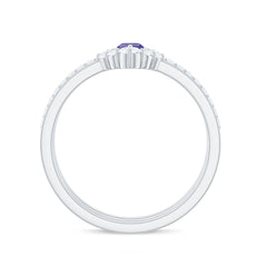 Marquise Cut Tanzanite Solitaire Ring Set with Diamond