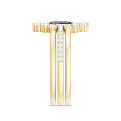 Marquise Cut Tanzanite Solitaire Ring Set with Diamond