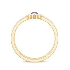 Marquise Cut Tanzanite Solitaire Ring Set with Diamond