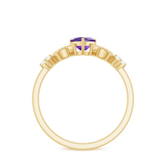 Real Amethyst Heart Promise Ring with Diamond
