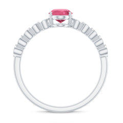 1.5 CT Oval Pink Tourmaline Solitaire Engagement Ring with Diamond