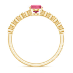 1.5 CT Oval Pink Tourmaline Solitaire Engagement Ring with Diamond