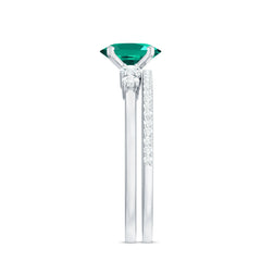 Certified Oval Lab Grown Emerald Diamond Engagement Ring Set