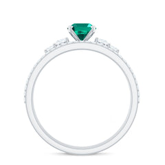 Certified Oval Lab Grown Emerald Diamond Engagement Ring Set