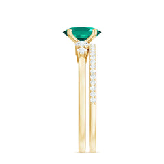 Certified Oval Lab Grown Emerald Diamond Engagement Ring Set