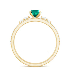 Certified Oval Lab Grown Emerald Diamond Engagement Ring Set