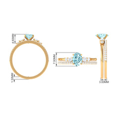 1 Carat Oval Shape Aquamarine Wedding Ring Set with Diamond