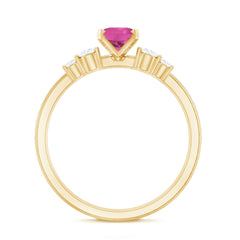 Oval Pink tourmaline Wedding Ring Set with Moissanite