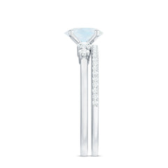 Oval Moonstone Solitaire Ring Set with Diamond