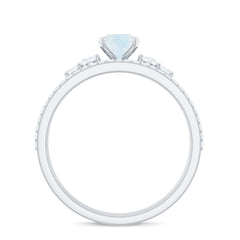 Oval Moonstone Solitaire Ring Set with Diamond