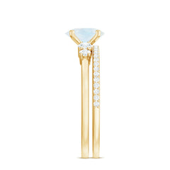 Oval Moonstone Solitaire Ring Set with Diamond