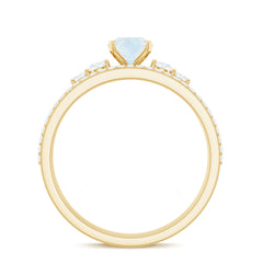 Oval Moonstone Solitaire Ring Set with Diamond