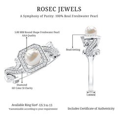 2.25 CT Freshwater Pearl and Diamond Vintage Engagement Ring