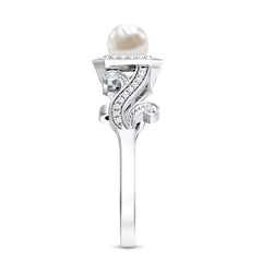 2.25 CT Freshwater Pearl and Diamond Vintage Engagement Ring