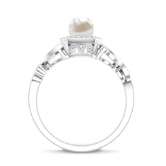 2.25 CT Freshwater Pearl and Diamond Vintage Engagement Ring