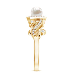 2.25 CT Freshwater Pearl and Diamond Vintage Engagement Ring