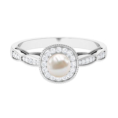 2.25 CT Freshwater Pearl and Diamond Engagement Ring