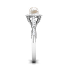 2.25 CT Freshwater Pearl and Diamond Engagement Ring