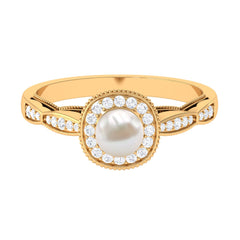 2.25 CT Freshwater Pearl and Diamond Engagement Ring