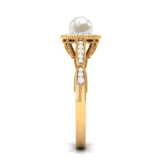 2.25 CT Freshwater Pearl and Diamond Engagement Ring