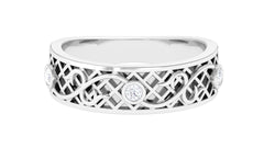 Bezel Set Round Diamond Filigree Ring