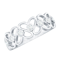 Contemporary Diamond Half Eternity Band Ring for Women