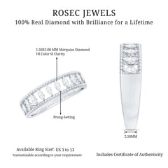 Natural Marquise Diamond Half Eternity Wedding Band