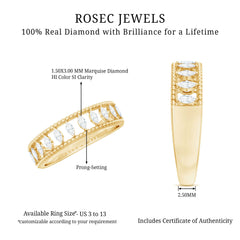 Natural Marquise Diamond Half Eternity Wedding Band