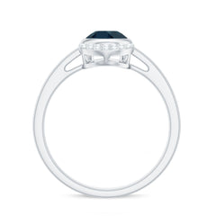 Genuine London Blue Topaz Diamond Engagement Ring in Bezel Setting