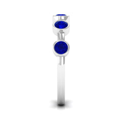 1 CT Bezel Set Round Blue Sapphire Half Eternity Ring