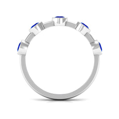 1 CT Bezel Set Round Blue Sapphire Half Eternity Ring