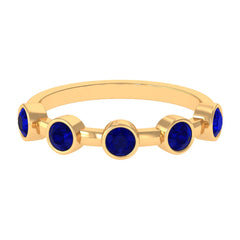 1 CT Bezel Set Round Blue Sapphire Half Eternity Ring