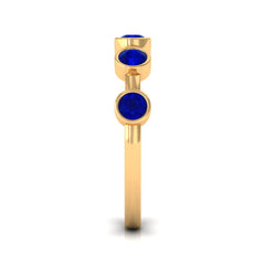 1 CT Bezel Set Round Blue Sapphire Half Eternity Ring