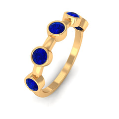 1 CT Bezel Set Round Blue Sapphire Half Eternity Ring