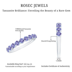 1.25 CT Natural Tanzanite Semi Eternity Ring in Gold