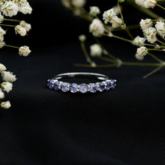 1.25 CT Natural Tanzanite Semi Eternity Ring in Gold
