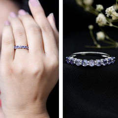 1.25 CT Natural Tanzanite Semi Eternity Ring in Gold
