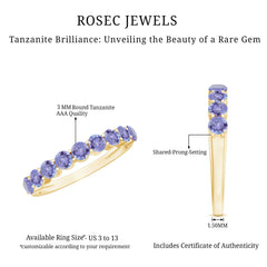 1.25 CT Natural Tanzanite Semi Eternity Ring in Gold