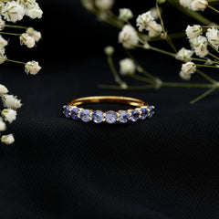 1.25 CT Natural Tanzanite Semi Eternity Ring in Gold