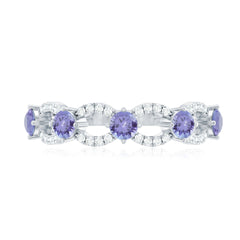 Real Tanzanite Diamond Half Eternity Ring for Women
