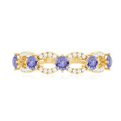 Real Tanzanite Diamond Half Eternity Ring for Women
