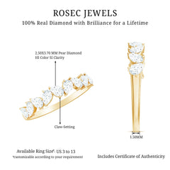 Natural Pear Shape Diamond Half Eternity Ring for Women